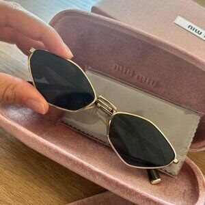 Miu Miu Women's Gold and Brown Sunglasses